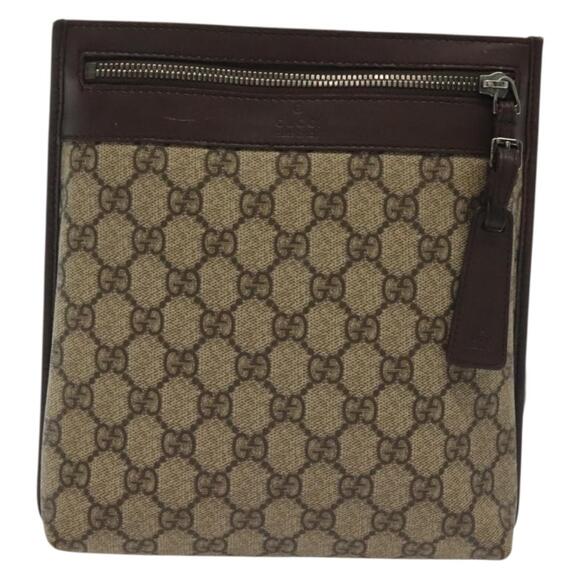 GUCCI GG Supreme Shoulder Bag Pvc Beige Silver - Picture 2 of 16